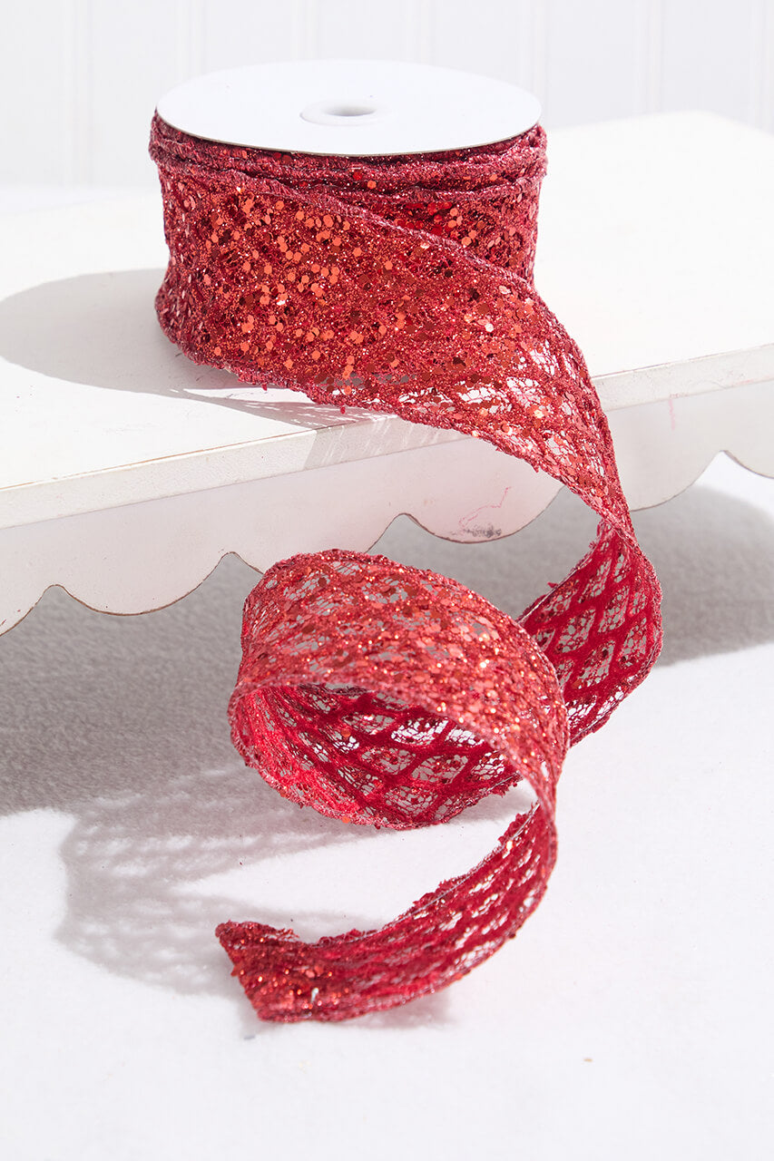 2.5" x 10 Yard Red Wired Ribbon