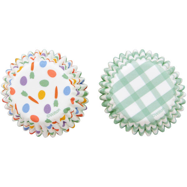 Wilton Easter Egg and Plaid Paper Spring Mini Cupcake Liners, 100-Count