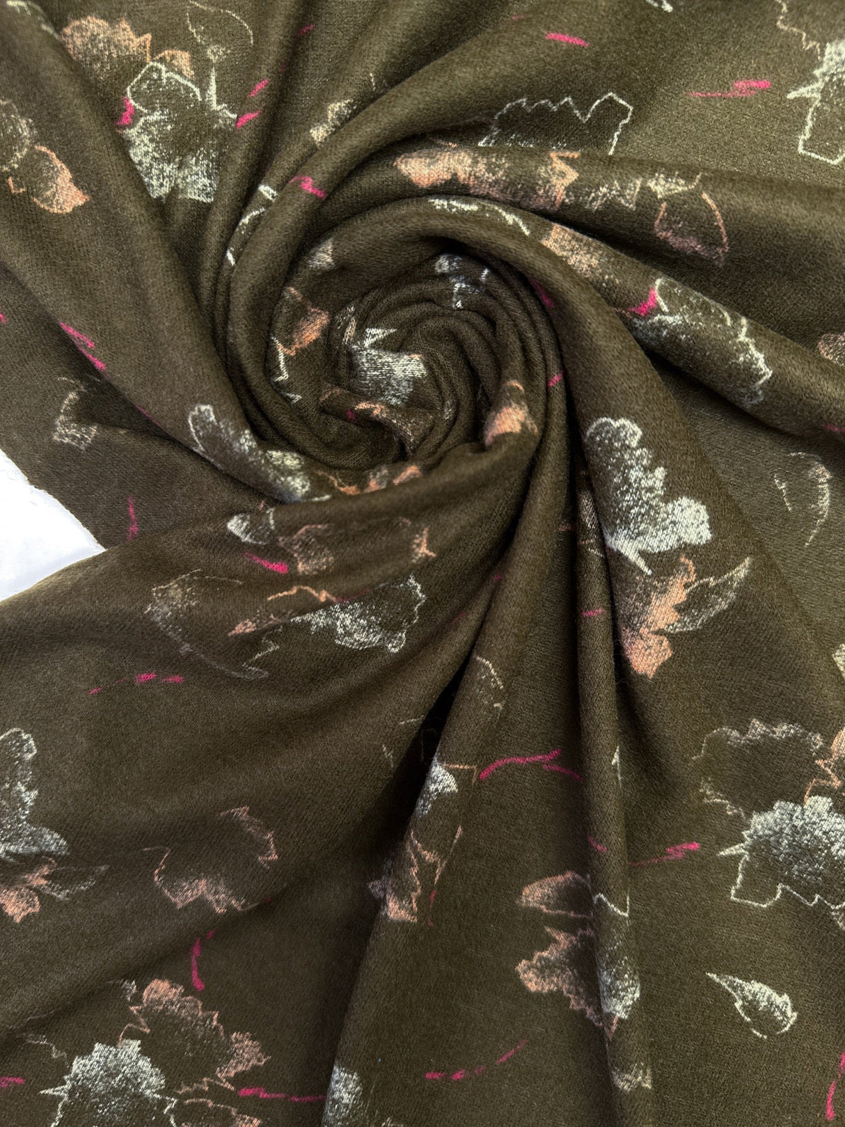 Acrylic Knit Printed Green Stretch Fabric