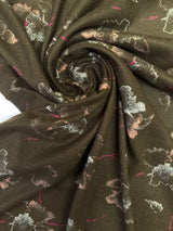 Acrylic Knit Printed Green Stretch Fabric