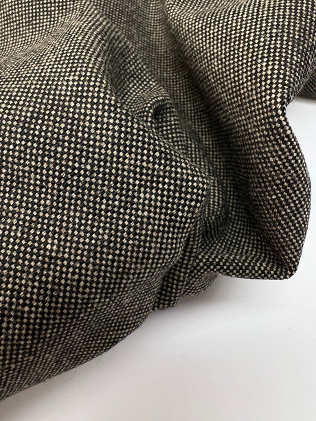Wool Cotton Plain Weave Suiting Fabric Beige Black