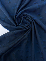 Wool Blue Black Printed Fabric