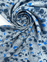 Viscose Printed Blue Gray Staple Fabric