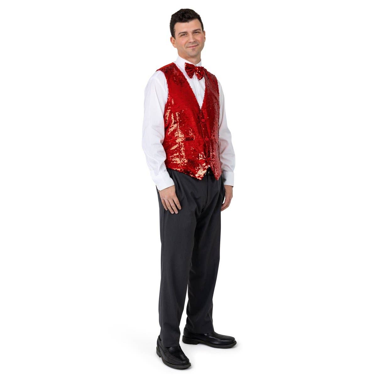 Adult Sequined Vest & Bow Tie Costume