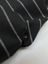 Wool Suit Fabric Striped Black Stretch