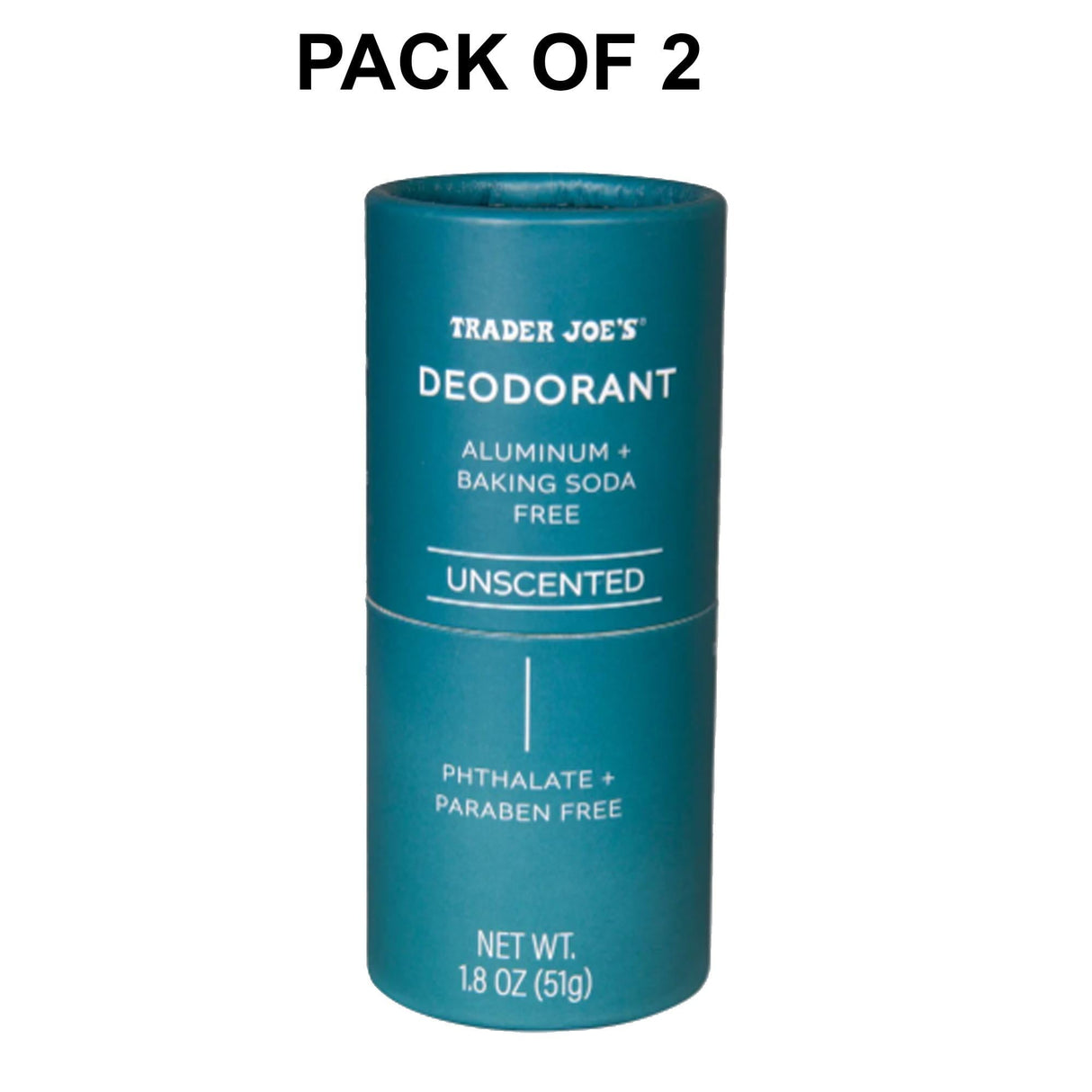 Trader Joe’s Unscented Deodorant - Backing Soda Free | 1.8 Oz