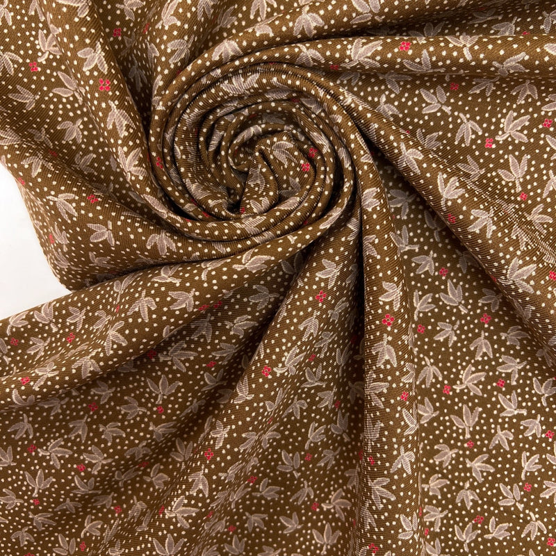 Acrylic Twill Floral Brown Beige