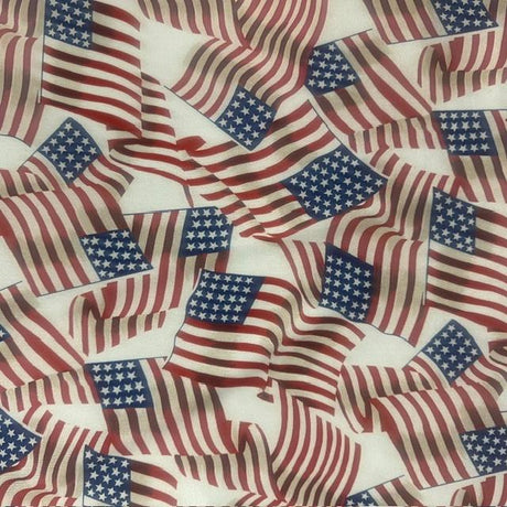 US Flag Print Spandex Fabric 4-Way Stretch Red White Blue 60"