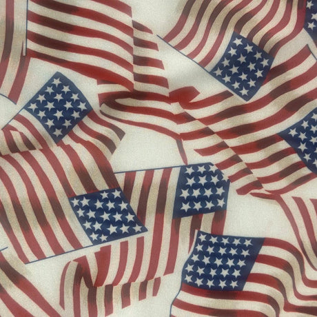 US Flag Print Spandex Fabric 4-Way Stretch Red White Blue 60"
