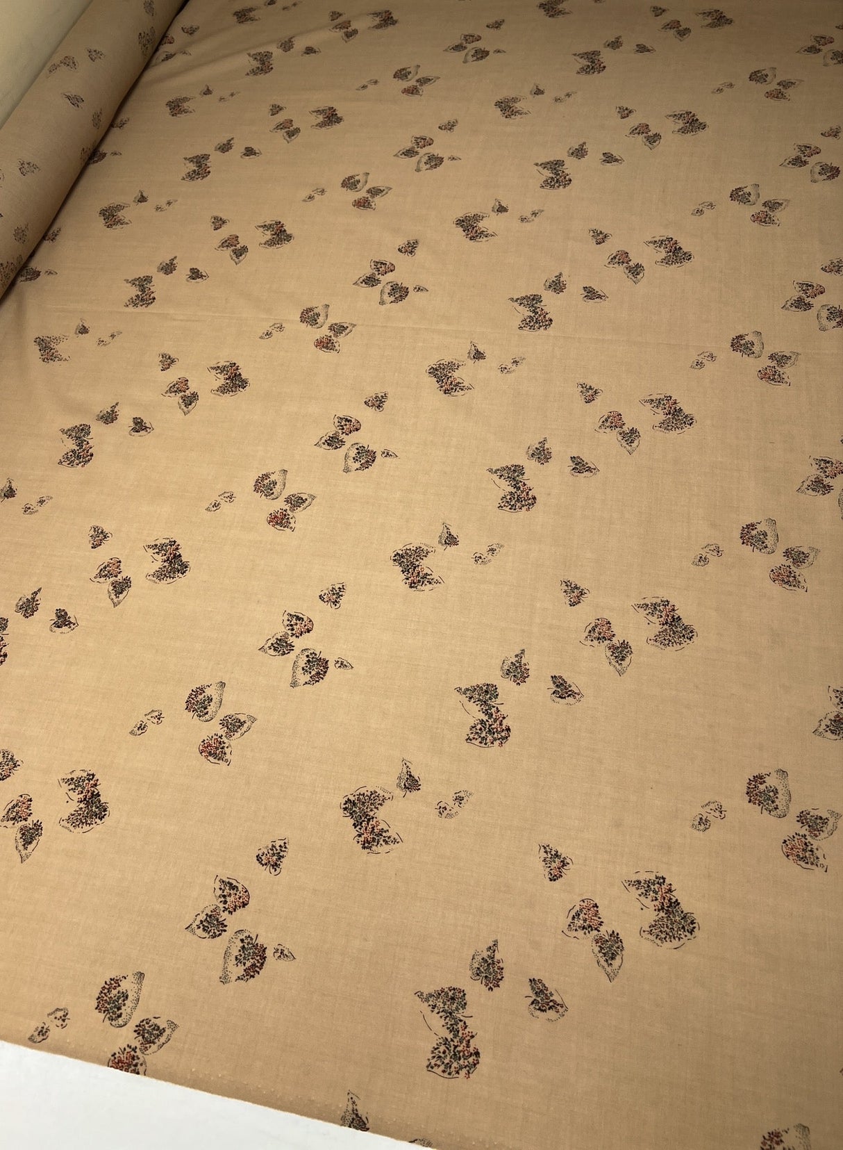 Printed Beige Wool Fabric