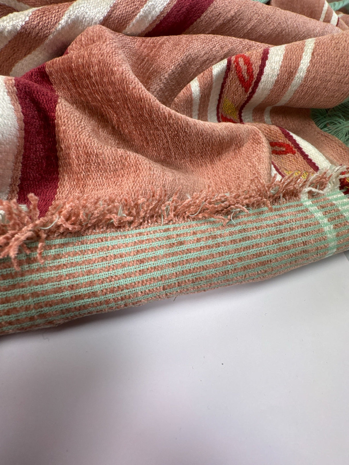 Cotton Viscose Panel Print Fabric Green Pink