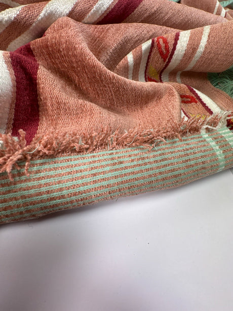 Cotton Viscose Panel Print Fabric Green Pink