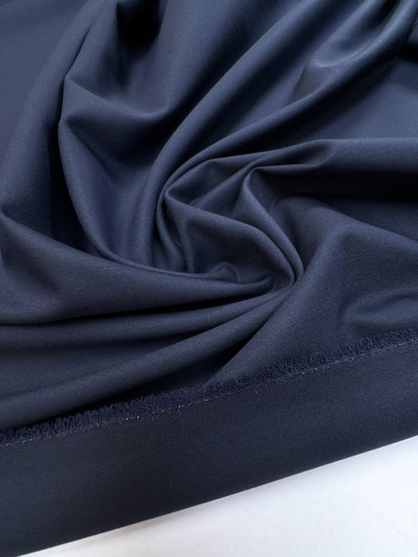 Blue Virgin Wool Stretch Twill