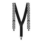 Black & White Checkered Suspenders - Adults