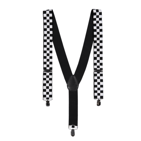 Adult black and white checkered costume suspenders