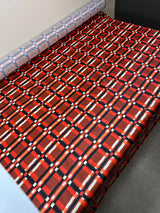Polyester Sateen Checked Red Brown