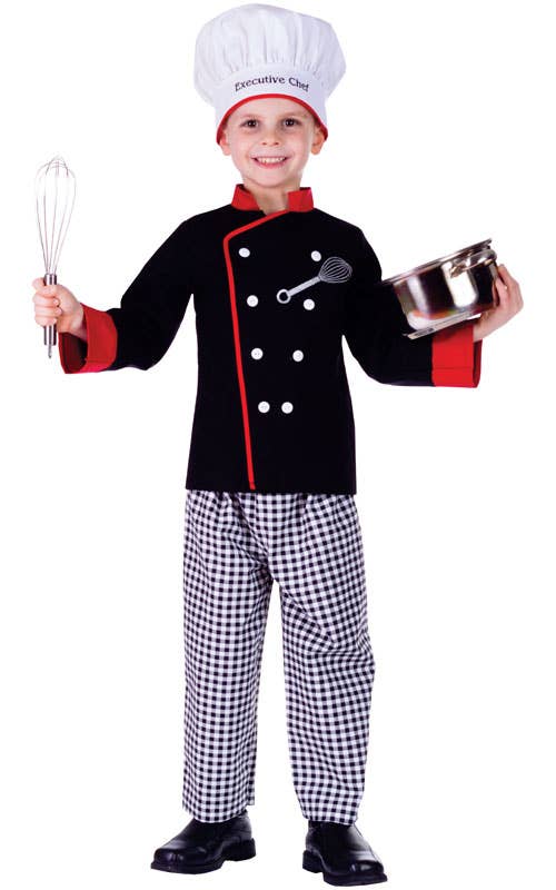 Boys chef costume with coat pants and chef hat