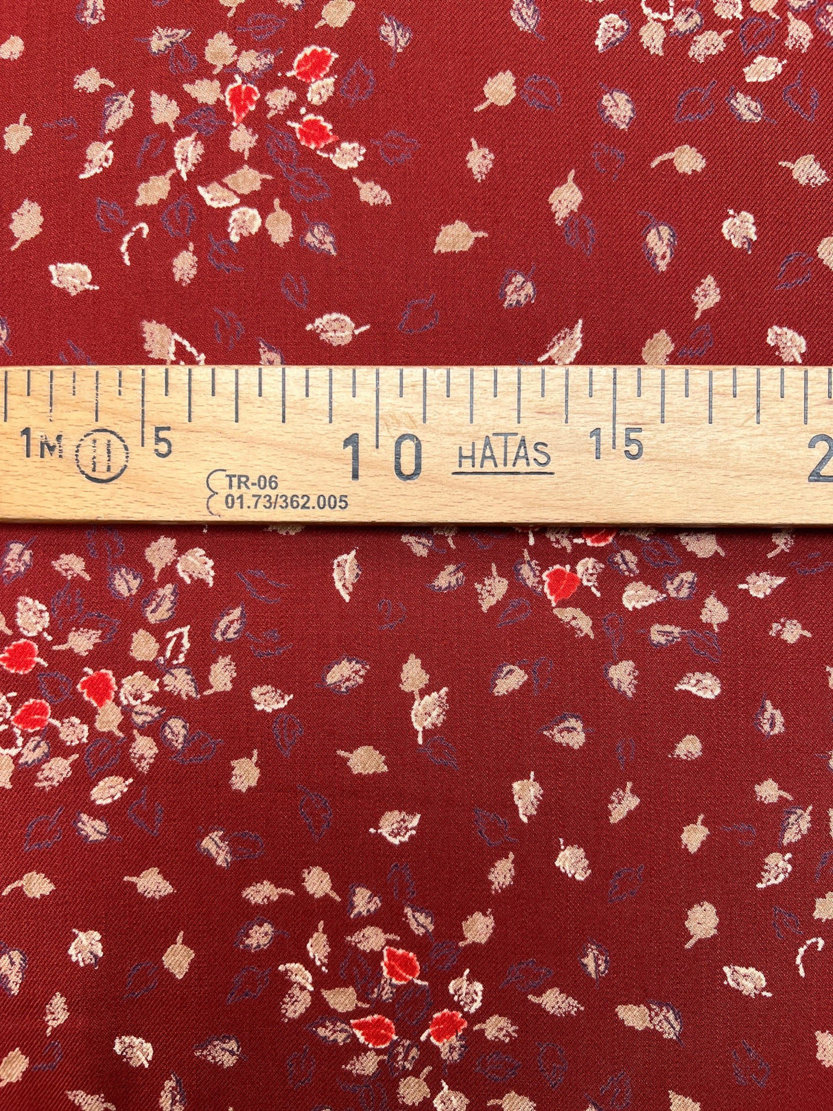 Acrylic Twill Printed Red Beige Floral Fabric