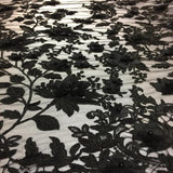 3D Embroidered Satin Floral Pearl Lace Fabric - 100 Percent Polyester Fabric, Floral Pearl Embroidery, 52" Width, 12" Panel (1 Yard)