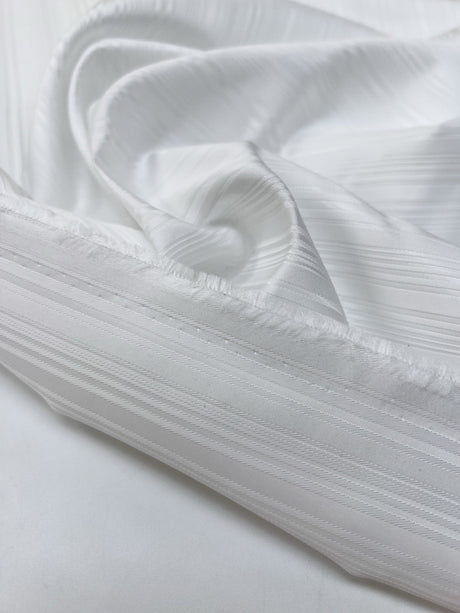 White Striped Jacquard Polyamide Fabric
