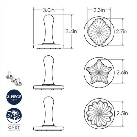 Nordic Ware Cookie Stamps Pretty Pleated 3 pack