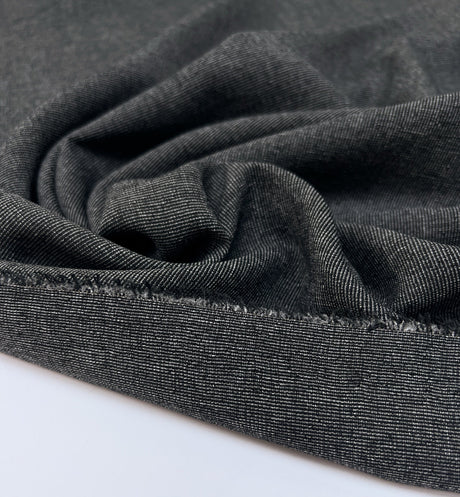 Wool Rep Weave Suiting Fabric Gray Black