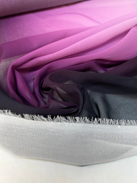 Polyester Chiffon Crepe Printed Fabric Purple Gray