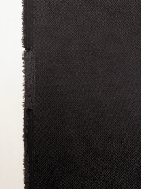 Wool Silk Jacquard Fabric Gray Black