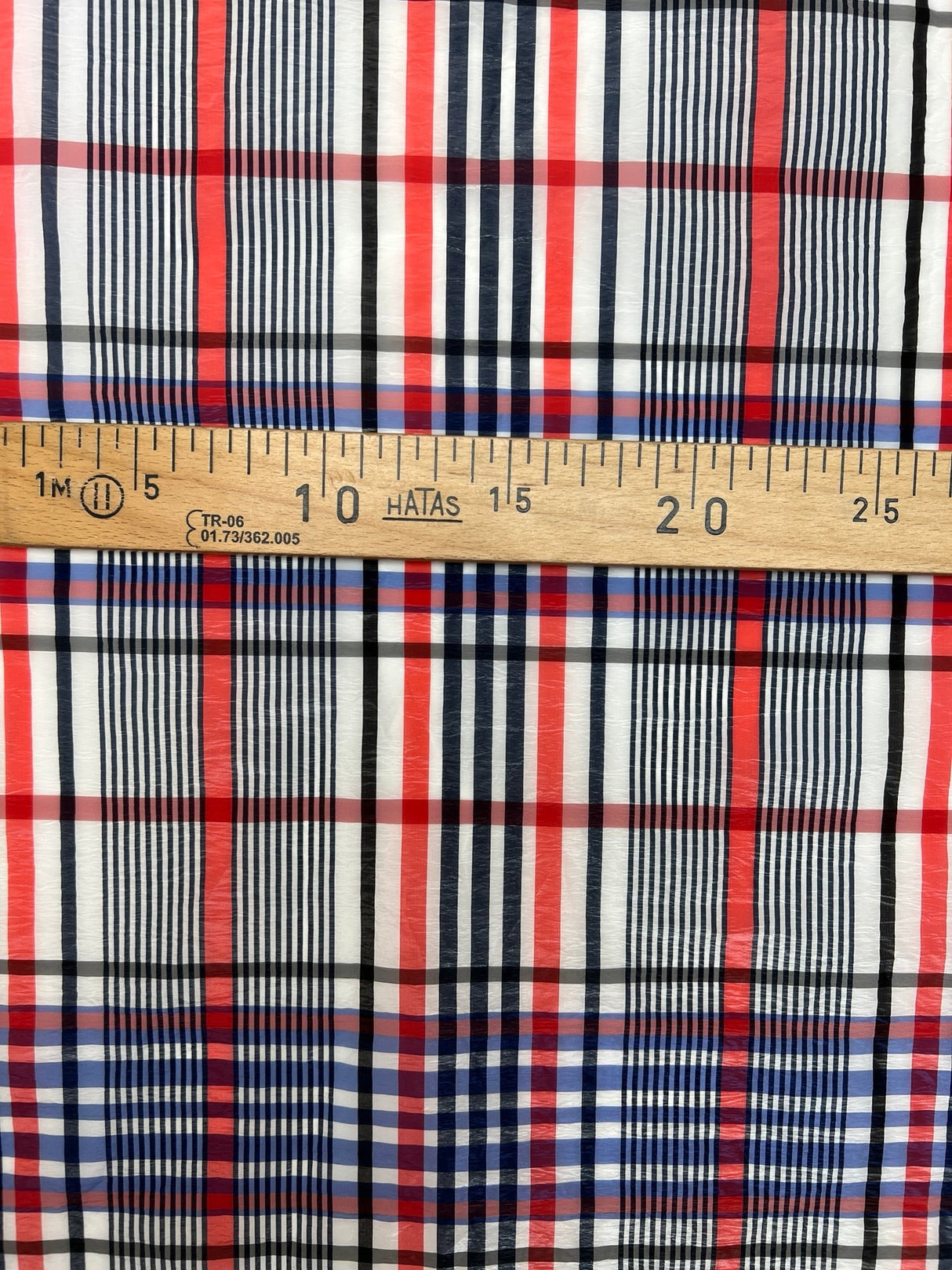 Polyester Blend Crinkled Checked Woven