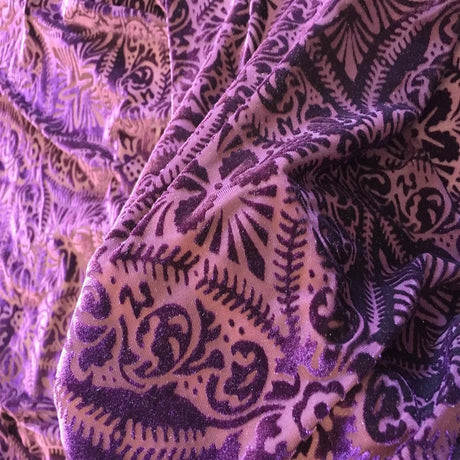 Burnout Stretch Velvet Fabric Lili Damask