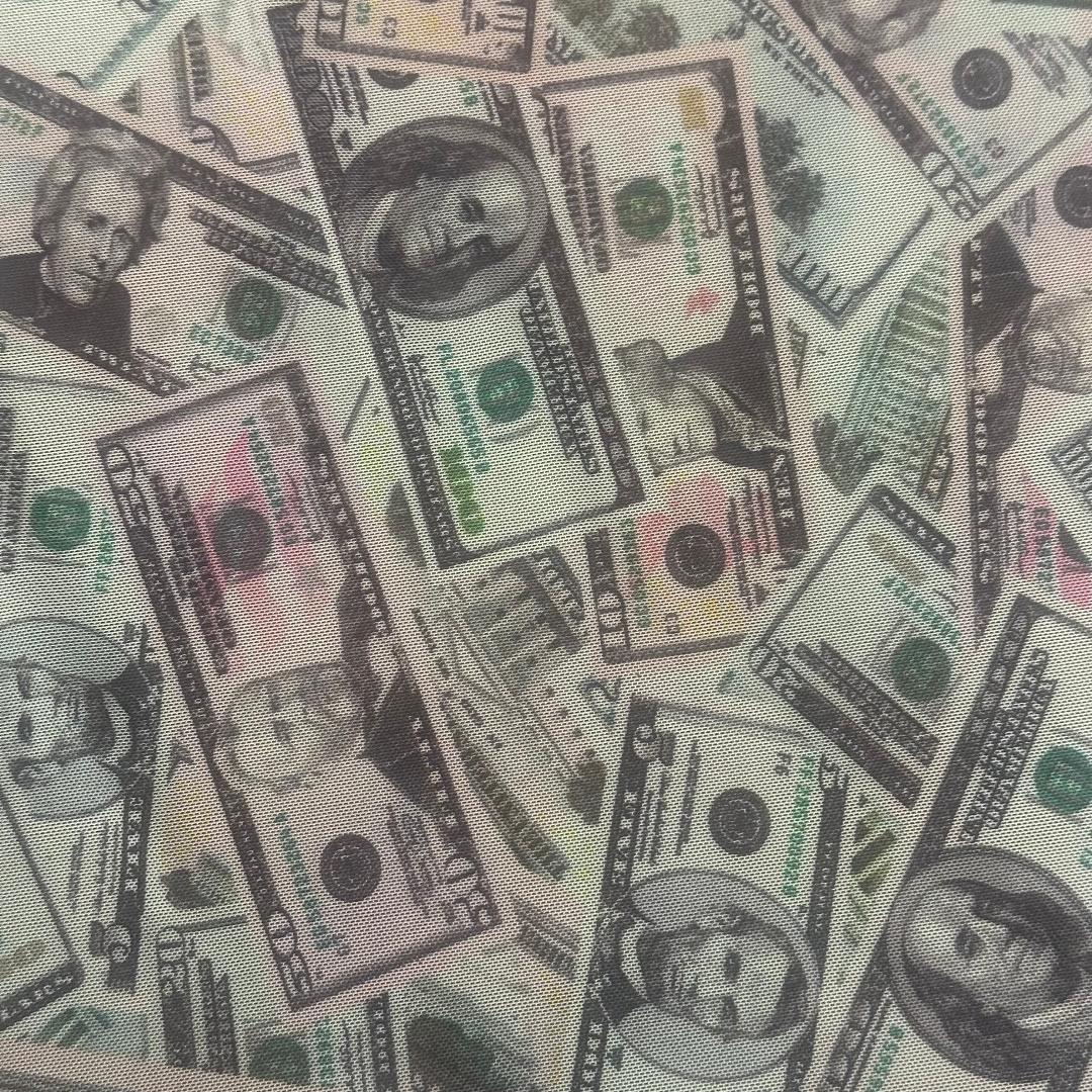 Money Print Power Mesh Fabric 60" Multicolor Sheer 4-Way Stretch