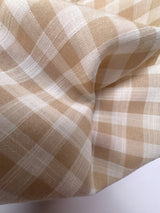 Viscose Blend Checked Beige White Fabric