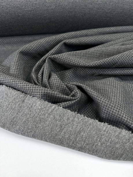 Viscose Knit Geometric Gray Stretch Fabric