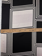 Printed Polyester Sateen Fabric Beige Black