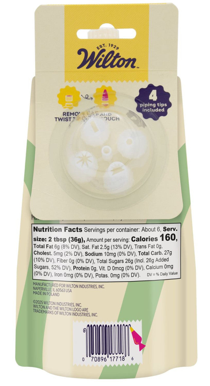Wilton Green Ready-to-Use Decorator Icing Pouch with 4 Tips – 7.5 oz.