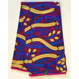 Dinah Design 100% Cotton Fabric - Magenta, Blue, Shimmering Gold African Print, 46" Width (Per Yard)