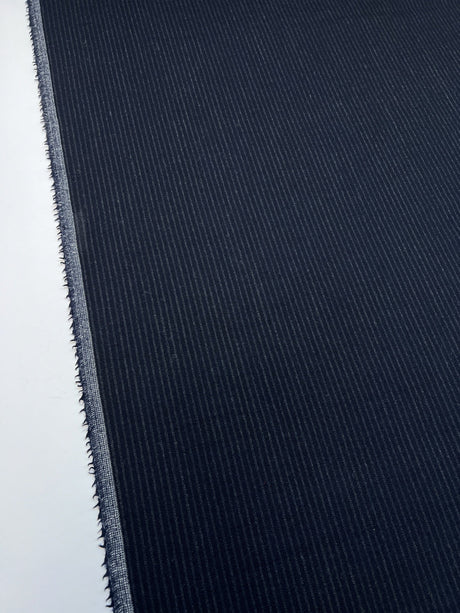 Wool Tweed Suiting Gray Blue Striped Stretch