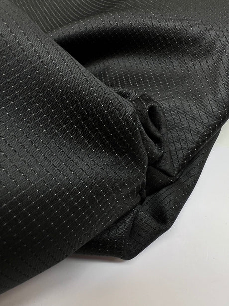 Wool Jacquard Fabric Black Striped