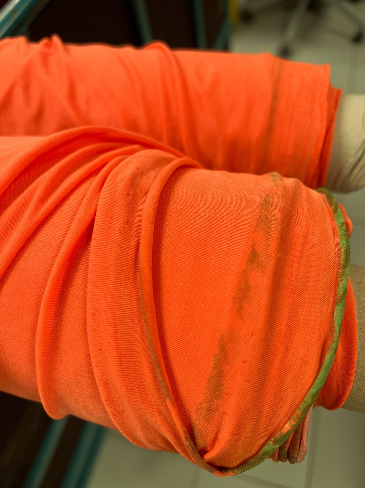 Orange Polyamide Elastane Knitted Sportswear Fabric
