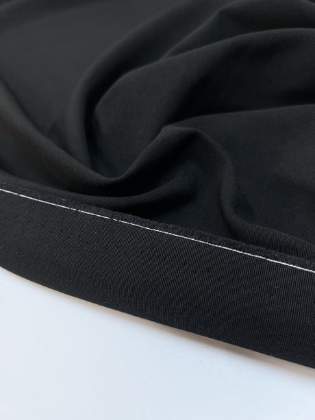 Black Wool Cotton Moiré Fabric