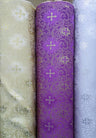 1 Yard Small Metallic Cross Brocade Jacquard Fabric Polyester Shiny Religious 58 59 Inches