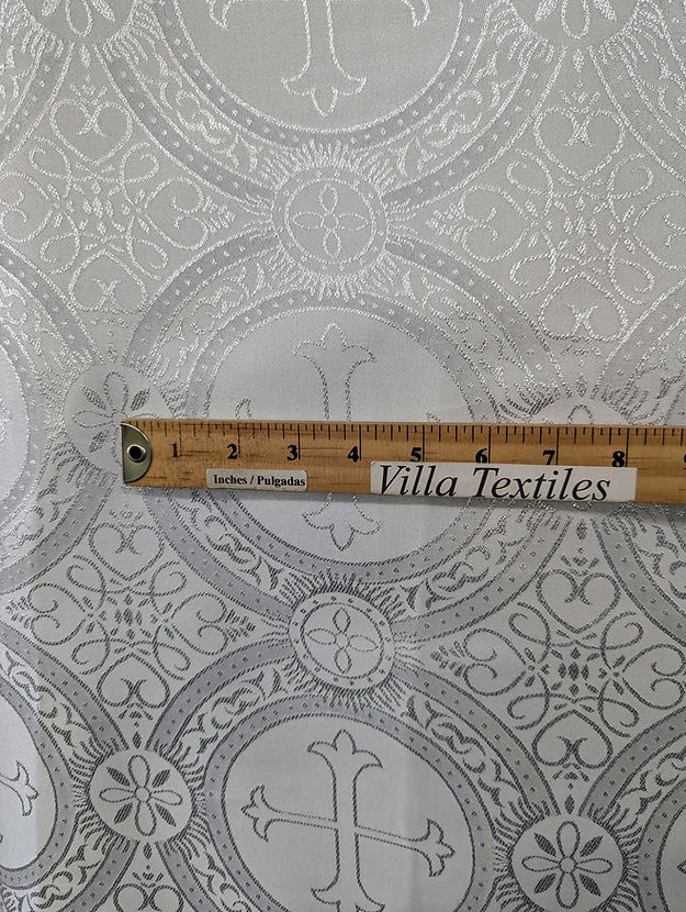 1 Yard Church Metallic Cross Brocade Jacquard Fabric Shiny Religious Polyester 58 59 Inches