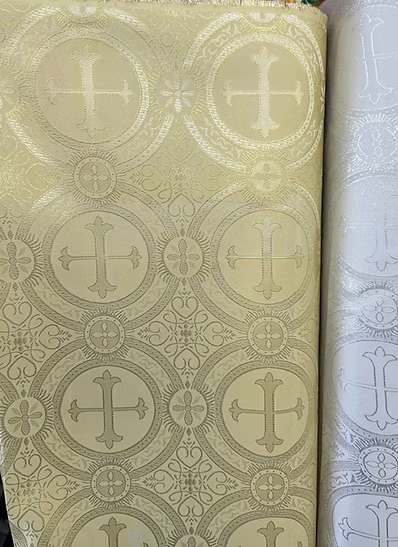 Church Metallic Cross Polyester Brocade Fabric - Metallic Cross Jacquard 58/59" Width (1 Yard)