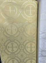 1 Yard Church Metallic Cross Brocade Jacquard Fabric Shiny Religious Polyester 58 59 Inches