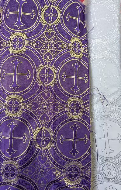 Church Metallic Cross Polyester Brocade Fabric - Metallic Cross Jacquard 58/59" Width (1 Yard)