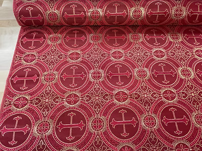 Church Metallic Cross Polyester Brocade Fabric - Metallic Cross Jacquard 58/59" Width (1 Yard)
