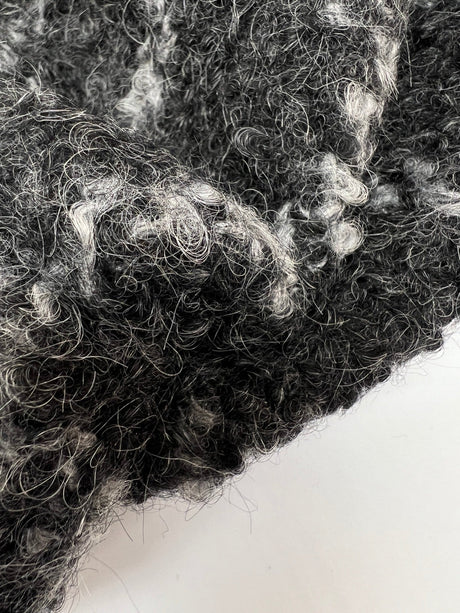 Virgin Wool Blend Bouclé Tweed Checked Gray