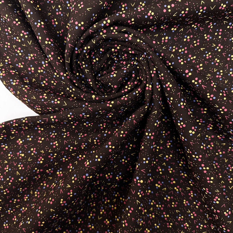 Printed Wool Fabric Brown Geometric