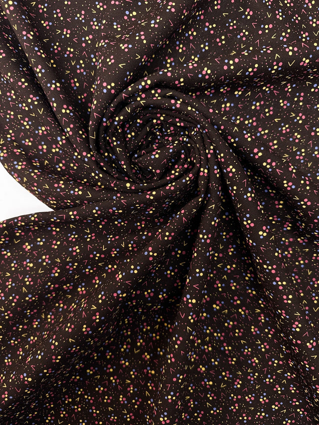 Printed Wool Fabric Brown Geometric