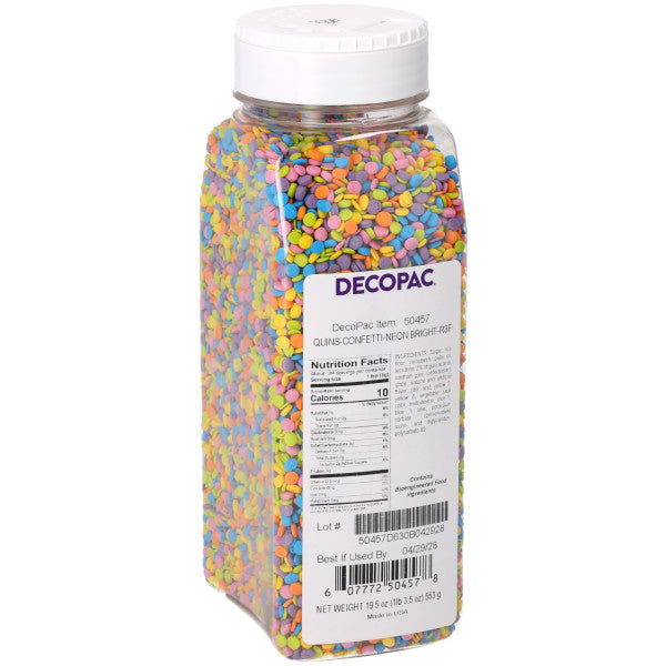 Neon Bright Confetti Sprinkles- Red 3 Free Quins Sprinkles – 19.5 oz Container